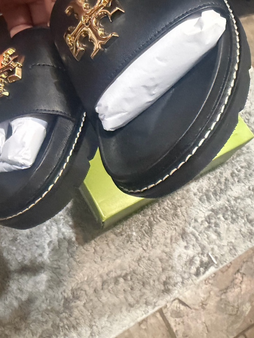 Tory Burch Black Men's Slide Sandals with Gold Logo Accent - Picture 7 of 7